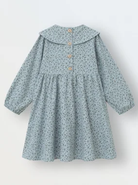 Платье фланель, Цветы на пыльно-голубом