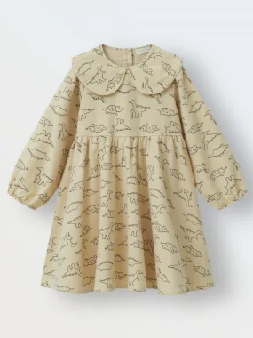 Платье фланель, Бежевые дракончики