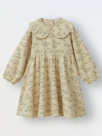 Платье фланель, Бежевые дракончики
