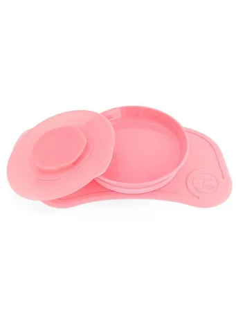 Коврик Twistshake Click-Mat mini с тарелкой. Пастельный розовый (Pastel Pink). Возраст 6+m.