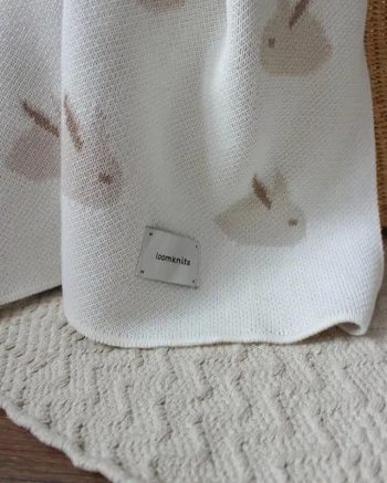 Плед вязаный Animal Rabbits, Кремовый