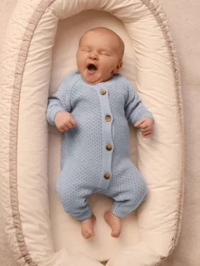 Вязаный текстурный комбинезон из хлопка, Небесный