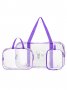 Сумка в роддом прозрачная для беременной, 3 шт в комплекте, цвет фиолетовый