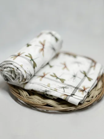 Муслиновая пеленка Стрекозы 90*130 (+/-5 см)