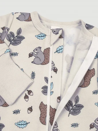 Утеплённый комбинезон с открытой ножкой Mjölk Sleep and Play Белочки