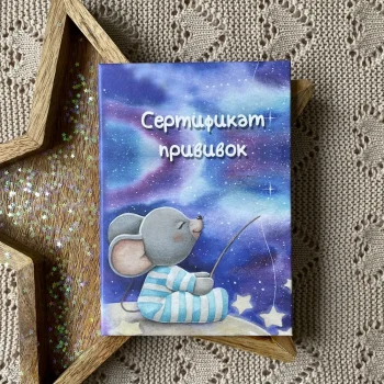 Сертификат прививок "Мышка в космосе мальчик"