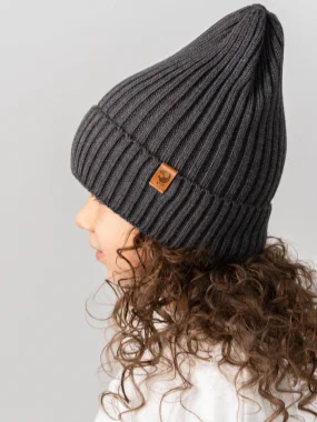 Вязаная шапочка "Тыковка" Woolly, Графит