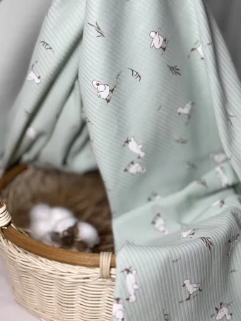 Пелёнка RinaAmari Утята Рубчик Нефрит, 85*130