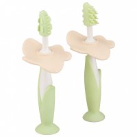 Щетки детские зубные массажер прорезыватель для десен FLOWER от ROXY-KIDS, 2 шт, мята/бежевый