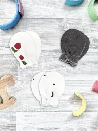 Рукавички-антицарапки Mjölk Брусника/Steel Grey/Ночное Небо сет из 3х пар