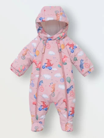 Демисезонный комбинезон Tot, Лесные зверята, пудра