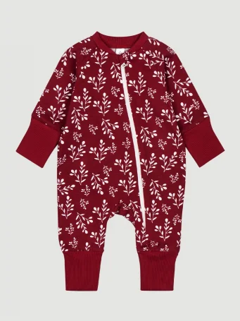 Комбинезон на манжетах Mjölk Sleep and Play Снежные веточки, с рукавом реглан