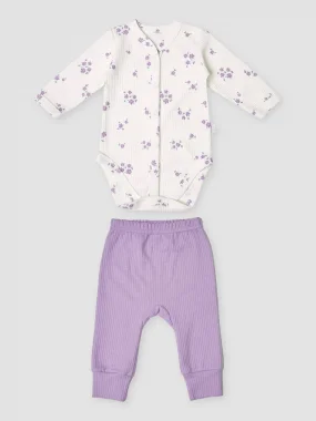 Боди рубчик + штаны, Лиловый луг