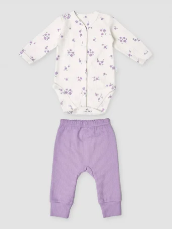 Боди рубчик + штаны, Лиловый луг