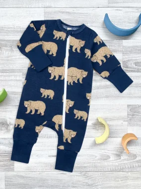 Утеплённый комбинезон с открытой ножкой Mjölk Sleep and Play Бурые мишки