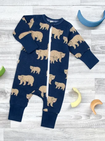 Утеплённый комбинезон с открытой ножкой Mjölk Sleep and Play Бурые мишки