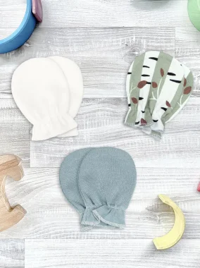 Рукавички-антицарапки Mjölk Birch Trees/Ecru/Magic Mint, сет из 3х пар