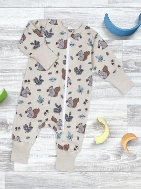 Утеплённый комбинезон с открытой ножкой Mjölk Sleep and Play Белочки