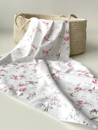 Комплект (фланелевая пеленка + 2 платочка) Листочки зелёные