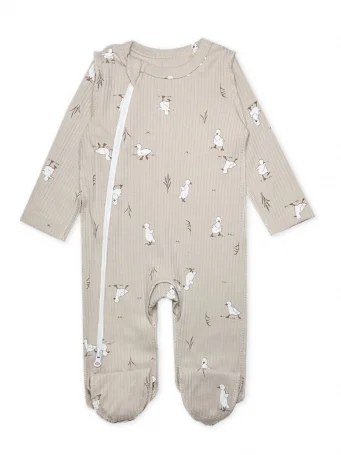 Комбинезон швы наружу на молнии RinaAmari Утята, в рубчик Св.кофе