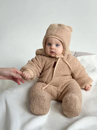Комбинезон и шапка из шерпы Teddy, Сливочный