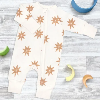 Комбинезон на манжетах Mjölk Sleep and Play Анисовые звёздочки, с рукавом реглан