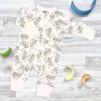 Комбинезон на манжетах Mjölk Sleep and Play Нежные веточки, с рукавом реглан