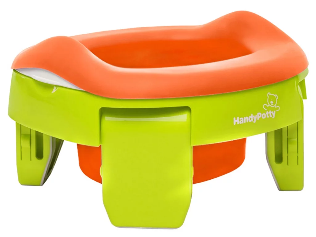 Горшок дорожный складной с многоразовой вкладкой HandyPotty 3 в 1 от  ROXY-KIDS, Лайм+Оранжевый