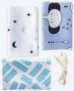 Сет из 3х муслиновых салфеток Mjölk Ночное небо / Слоники / Краски