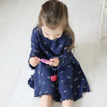 Платье с длинным рукавом Mjölk Navy Flowers