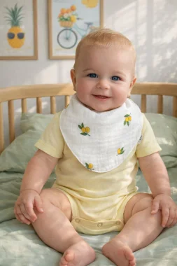 Непромокаемый слюнявчик-нагрудник на кнопках RinaAmari Муслин в ассортименте