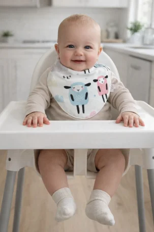 Непромокаемый слюнявчик-нагрудник на кнопках RinaAmari фланель в ассортименте