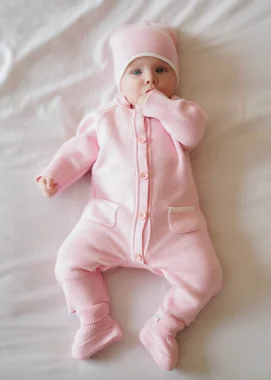 Вязаный комплект из эко-хлопка, 3 предмета, розовый