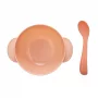 Тарелка на присоске с крышкой и ложечкой, цвет персиковый
