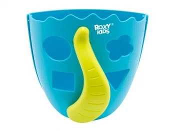 Органайзер детский ковш для ванной для игрушек и для купания DINO от ROXY-KIDS, цвет синий/салатовый
