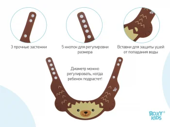Козырек для купания ребенка и мытья головы детский защитный ROXY-KIDS Коричневый ёжик