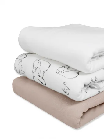 Комплект из 3-х пелёнок Сахар+Зайки+Св.кофе, 85*130