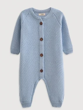 Вязаный текстурный комбинезон из хлопка, Небесный