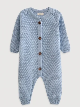 Вязаный текстурный комбинезон из хлопка, Небесный