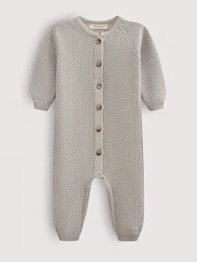 Вязаный текстурный комбинезон из хлопка, Светло-серый