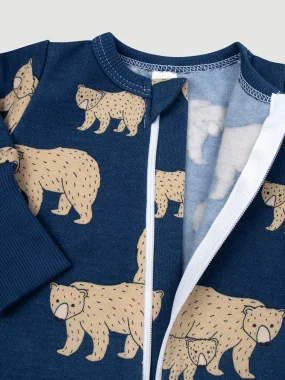 Утеплённый комбинезон с открытой ножкой Mjölk Sleep and Play Бурые мишки