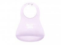Слюнявчик детский нагрудник для кормления ROXY-KIDS мягкий с кармашком и застежкой, сиреневый