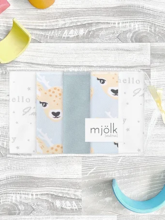 Набор платочков слюнявчиков Mjölk Оленята NEW