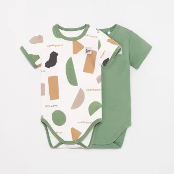 Набор боди с коротким рукавом из 2шт., Молочный/зелёный