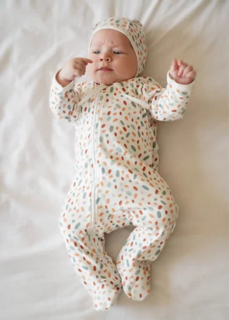 Чепчик для новорожденного, Экрю в крапинку