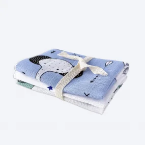 Сет из 3х муслиновых салфеток Mjölk Ночное небо / Слоники / Краски