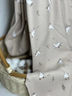 Пелёнка RinaAmari Утята Рубчик Светлый кофе, 85*130