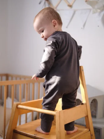 Комбинезон на манжетах Mjölk Sleep and Play Steel Grey, с рукавом реглан