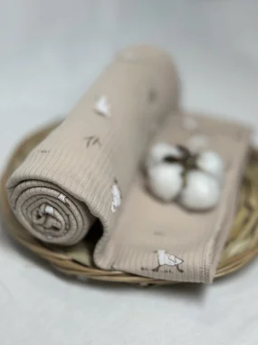 Пелёнка RinaAmari Утята Рубчик Светлый кофе, 85*130