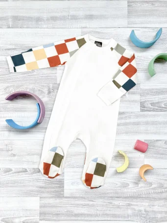 Комбинезон Mjölk Sleep and Play Шахматы, с рукавом реглан